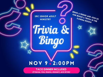 SENIOR ADULT MINISTRY BINGO & TRIVIA  POSTCARD